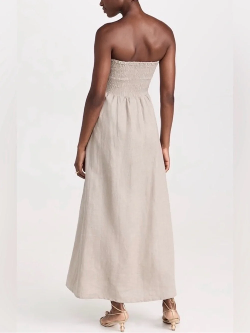 Faithfull The Brand Das Flores Linen Maxi Dress Natural Strapless NWT 10 - Picture 2 of 14